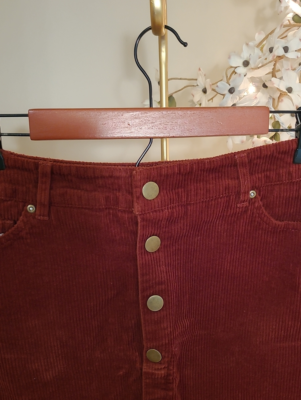 Rust Corduroy Skirt - Picture 3 of 4